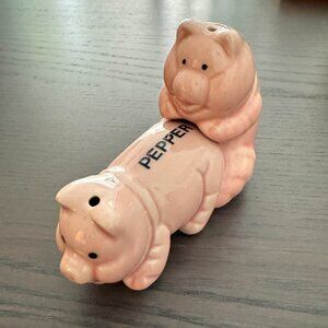 Vintage Novelty Risque Ceramic Pink Pigs Salt and Pepper Shakers